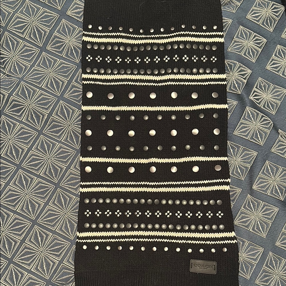 Coach Embellished Fair Isle Scarf - Picture 4 of 4